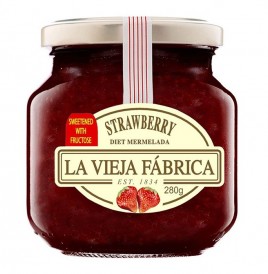 La Vieja Fabrica Strawberry Diet Mermelada (Jam)  Glass Jar  280 grams